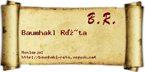 Baumhakl Réta névjegykártya